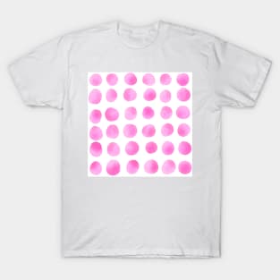 Pink Watercolor Polkadot Circle Pattern T-Shirt